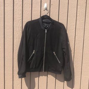 Miss Love Black Suede Zip Jacket Size M